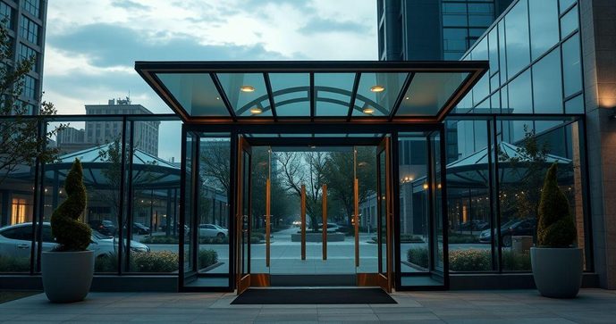 Cobertura de vidro para porta de entrada transforma sua entrada em um espa&ccedil;o elegante e iluminado